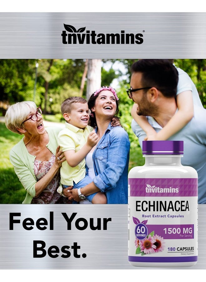 tnvitamins - Echinacea Capsules (1500 Mg X 180 Capsules) ; Supports Health & Wellbeing ; Echinacea Root Herbal Extract Supplement ; Produced In The Usa - Image 1