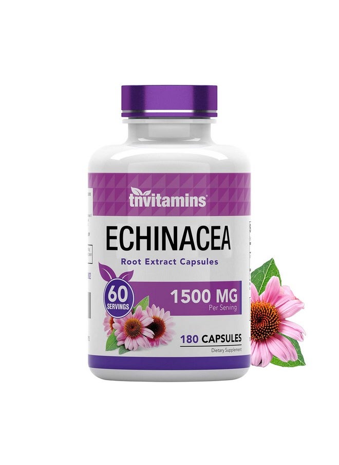 tnvitamins - Echinacea Capsules (1500 Mg X 180 Capsules) ; Supports Health & Wellbeing ; Echinacea Root Herbal Extract Supplement ; Produced In The Usa - Image 1