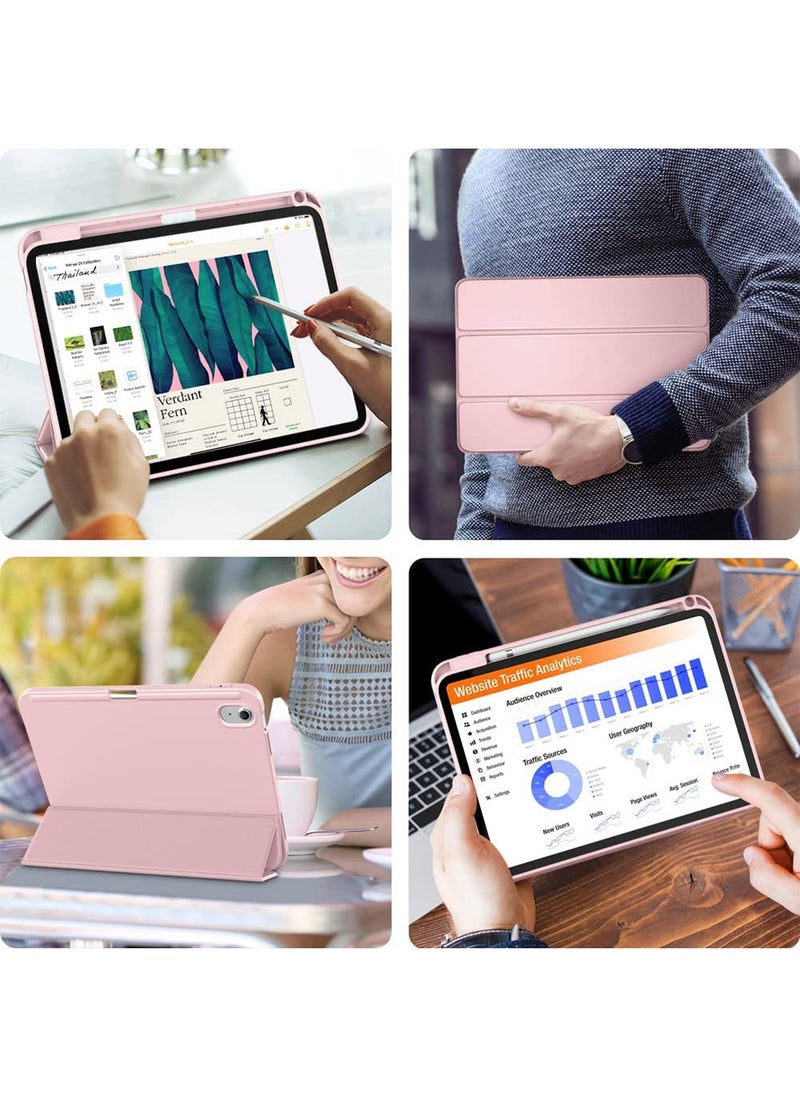 Generic - Case for iPad 10th Generation 10.9 Inch 2022 / iPad 11th Generation (A16) 10.9 Inch 2025 Built-in Pencil Holder Flexible Back Cover, Trifold Stand, Auto Sleep Wake Rebound Series Pink - Image 1