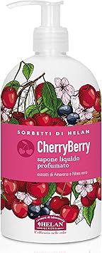 HELAN هيلان آي سوربيتي شيري بيري سائل غسيل يدين مرطب مع الكشمش الأسود والكرز الأسود للاستخدام المتكرر صابون يدين لطيف مع سكريات مرطبة للبشرة الحساسة مصنوع في إيطاليا 500 مل - Image 1
