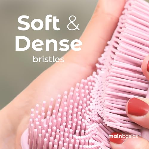 MainBasics Silicone Body Scrubber – Dual-Sided Shower Exfoliator for Men & Women, Gentle Silicone Loofah Alternative for Deep Clean (Pink, Exfoliate) - Image 3