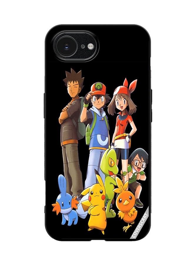 Protective Case Cover For Apple iPhone 16e Pokemon Design Black