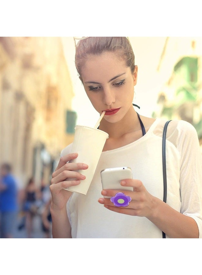 Weewooday 6 Pieces Flower Phone Back Grips Colorful Flower Finger Phone Stand Foldable Finger Holder Cute Cellphone Grip for Most Smartphones and Tablets, 6 Colors - Image 2