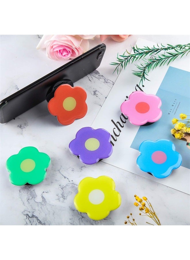 Weewooday 6 Pieces Flower Phone Back Grips Colorful Flower Finger Phone Stand Foldable Finger Holder Cute Cellphone Grip for Most Smartphones and Tablets, 6 Colors - Image 5
