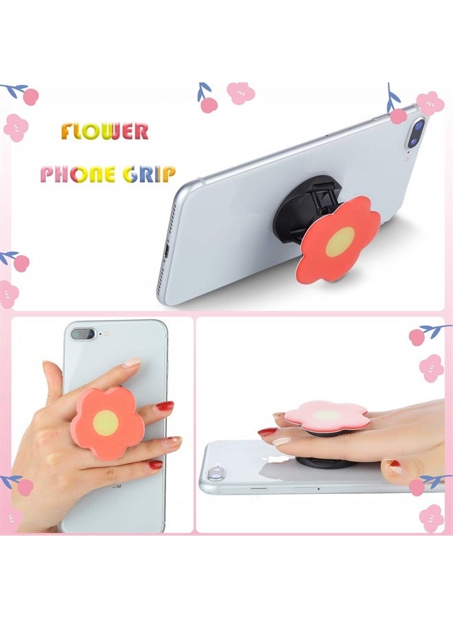 Weewooday 6 Pieces Flower Phone Back Grips Colorful Flower Finger Phone Stand Foldable Finger Holder Cute Cellphone Grip for Most Smartphones and Tablets, 6 Colors - Image 3