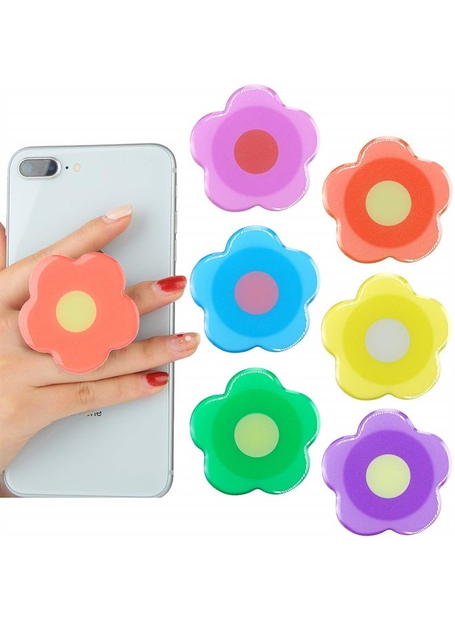 Weewooday 6 Pieces Flower Phone Back Grips Colorful Flower Finger Phone Stand Foldable Finger Holder Cute Cellphone Grip for Most Smartphones and Tablets, 6 Colors - Image 1