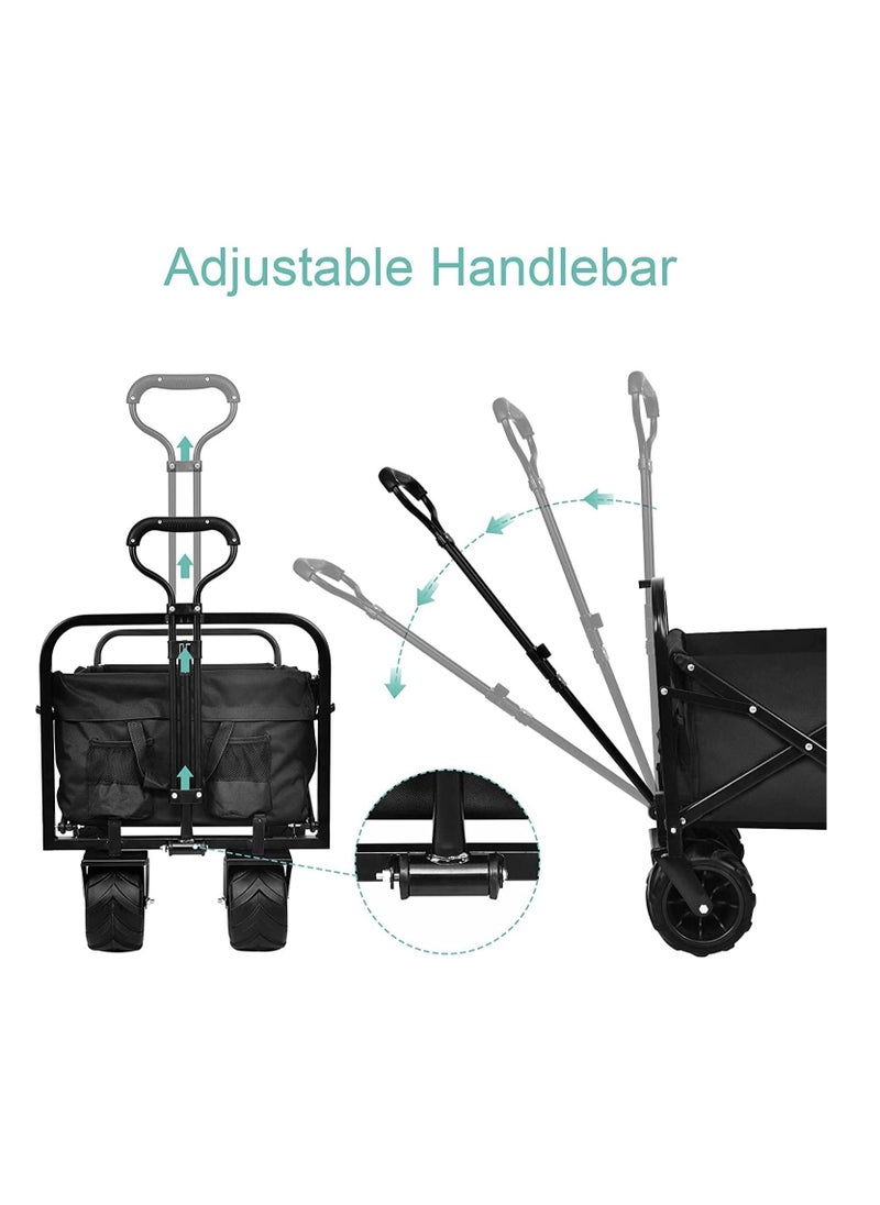 Generic - Folding Wagons with Wheels Collapsible, Multi Use Utility Cart with Wheels, Rolling Beach Cart, Shopping Cart Trolley Foldable - Image 1