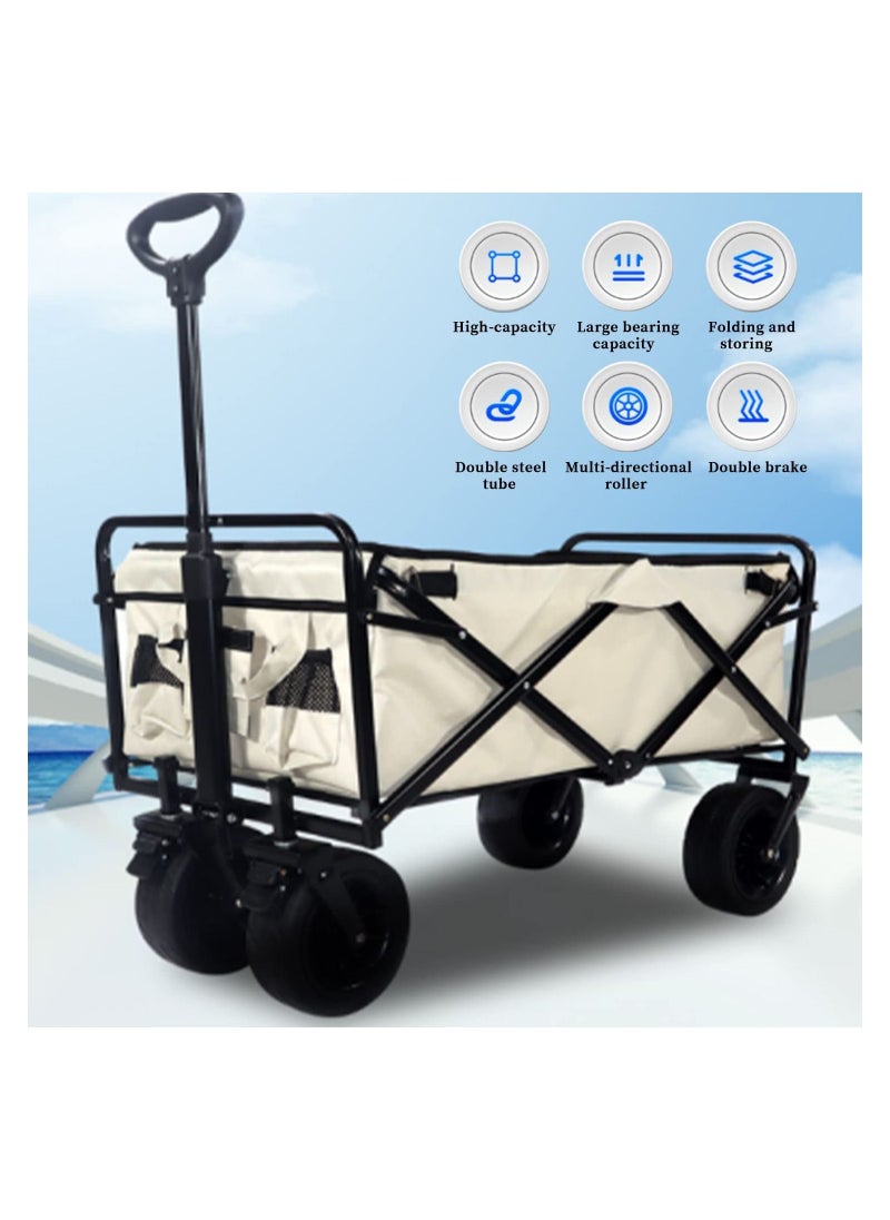 Generic - Folding Wagons with Wheels Collapsible, Multi Use Utility Cart with Wheels, Rolling Beach Cart, Shopping Cart Trolley Foldable - Image 1