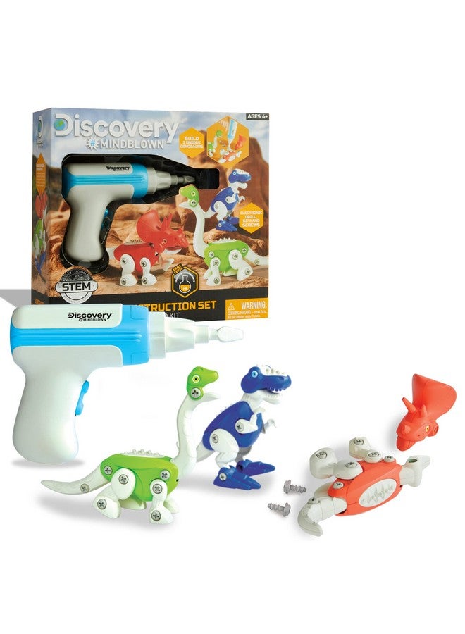 Discovery Kids DISCOVERY #MINDBLOWN Dinosaur Construction Set, 90-Piece Action Model Build Kit, Kid-Safe Electronic Tools & Screws, Create T-Rex Triceratops, Prehistoric Monster Learning STEM Toy For Paleontologists - Image 1