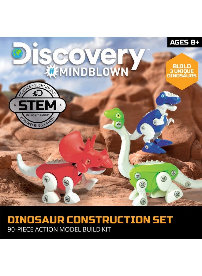 Discovery Kids DISCOVERY #MINDBLOWN Dinosaur Construction Set, 90-Piece Action Model Build Kit, Kid-Safe Electronic Tools & Screws, Create T-Rex Triceratops, Prehistoric Monster Learning STEM Toy For Paleontologists - Image 2