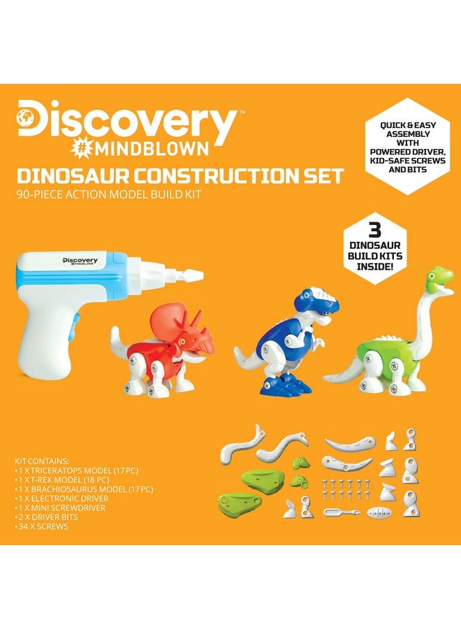 Discovery Kids DISCOVERY #MINDBLOWN Dinosaur Construction Set, 90-Piece Action Model Build Kit, Kid-Safe Electronic Tools & Screws, Create T-Rex Triceratops, Prehistoric Monster Learning STEM Toy For Paleontologists - Image 4
