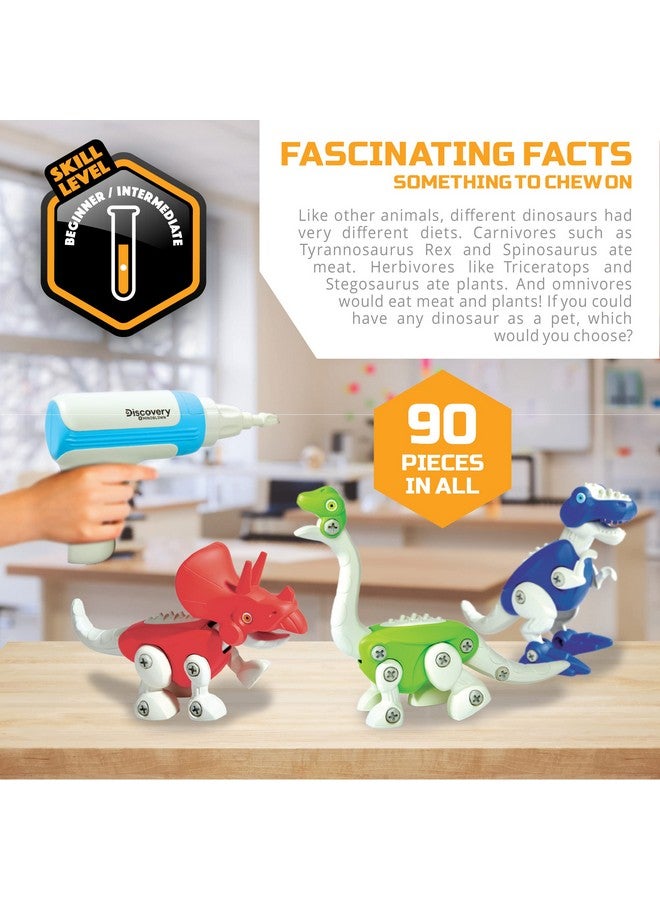Discovery Kids DISCOVERY #MINDBLOWN Dinosaur Construction Set, 90-Piece Action Model Build Kit, Kid-Safe Electronic Tools & Screws, Create T-Rex Triceratops, Prehistoric Monster Learning STEM Toy For Paleontologists - Image 5