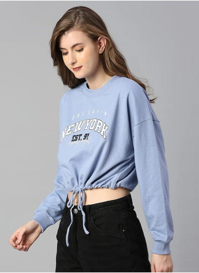 Hubberholme Powder Blue Sweatshirt For Women  - Image 1