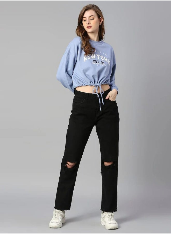 Hubberholme Powder Blue Sweatshirt For Women  - Image 2