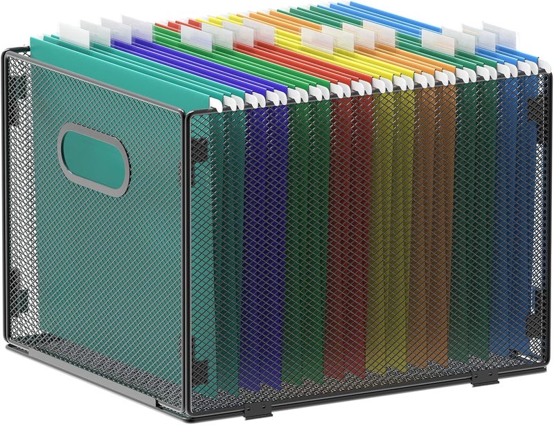 Samstar Hanging File Organizer, Mesh File Folder Organizer File Crate File Cabinet Inserts Storage Box, Letter Size - Image 1