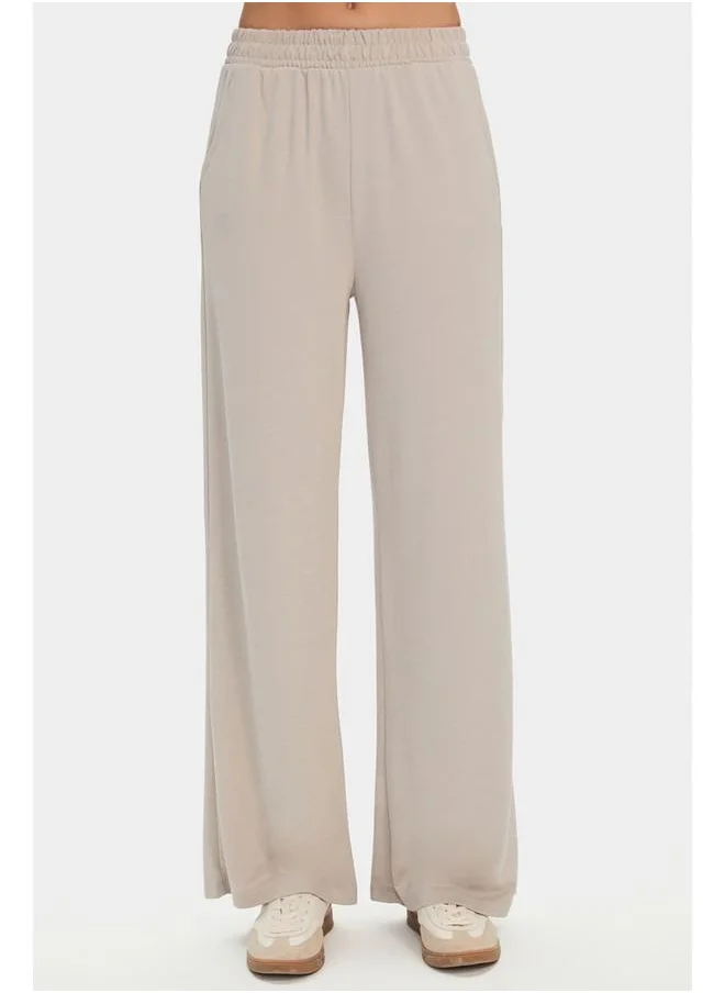 جون June Viscose Blend Tshirt Trouser Set Stone