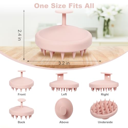 Meartchy Silicone Scalp Massager, Scalp Scrubber for Hair Growth with Soft Bristles, Scalp Exfoliator Brush Dandruff Removal Shampoo Brush for Wet Dry Scalp Care (Light Pink) - Image 2