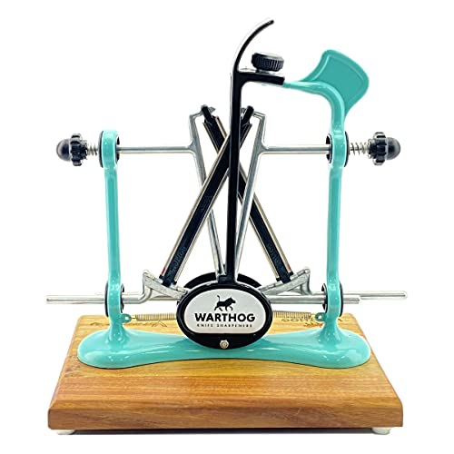 Warthog Sharpeners Warthog VSharp Elite Knife Sharpeners with Deluxe Wooden Base 325 Grit Diamond Rods with Adjustable Angles Professional Knife Sharpener System Metal Frame Construction Aqua Sky 
