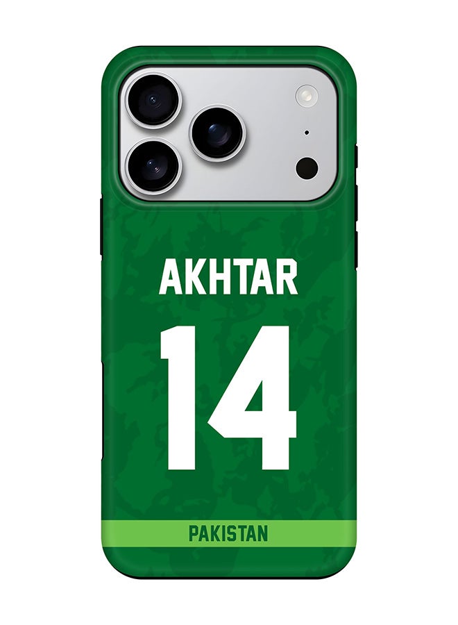 Stylizedd Tough Pro Magnetic Case for iPhone 17 Pro, Dual Layer hybrid PC + TPU Mobile Cover Matte - Pakistan Shoaib Akhtar, Jersey No 14