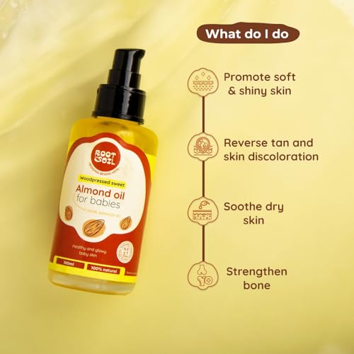 ROOT and SOIL Wood-Pressed Sweet Almond Oil for Babies - 100 ML, 0+ Months, 100% Almond Oil | Wood-Pressed | Newborn & infant friendly | Baby massage oil | 100% Pure Almond oil | No Preservative - Image 3