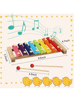 Swift Montessori Toys for Toddlers Wooden Xylophone Sorting and Stacking Toys for Baby Boys and Girls, Shape Sorter and Color Stacker Preschool Kids Wood Gifts  - Image 3