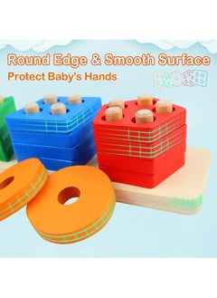 Swift Montessori Toys for Toddlers Wooden Xylophone Sorting and Stacking Toys for Baby Boys and Girls, Shape Sorter and Color Stacker Preschool Kids Wood Gifts  - Image 4