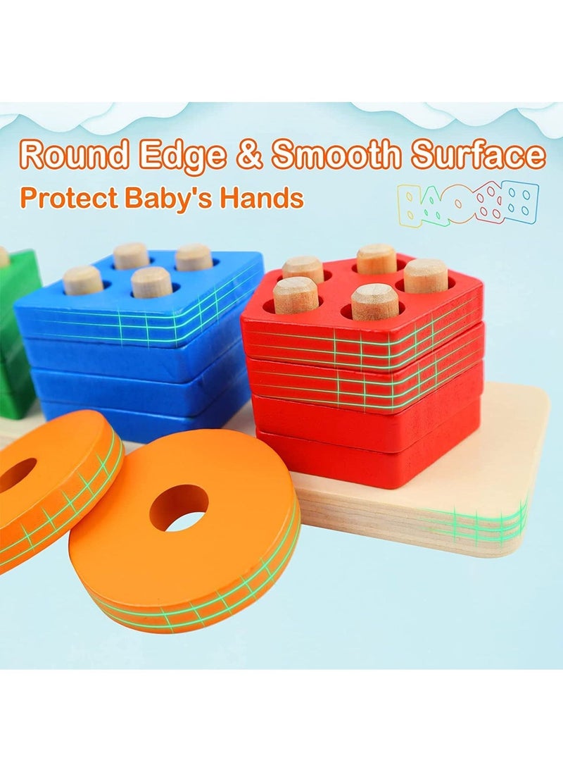 Swift Montessori Toys for Toddlers Wooden Xylophone Sorting and Stacking Toys for Baby Boys and Girls, Shape Sorter and Color Stacker Preschool Kids Wood Gifts  - Image 4