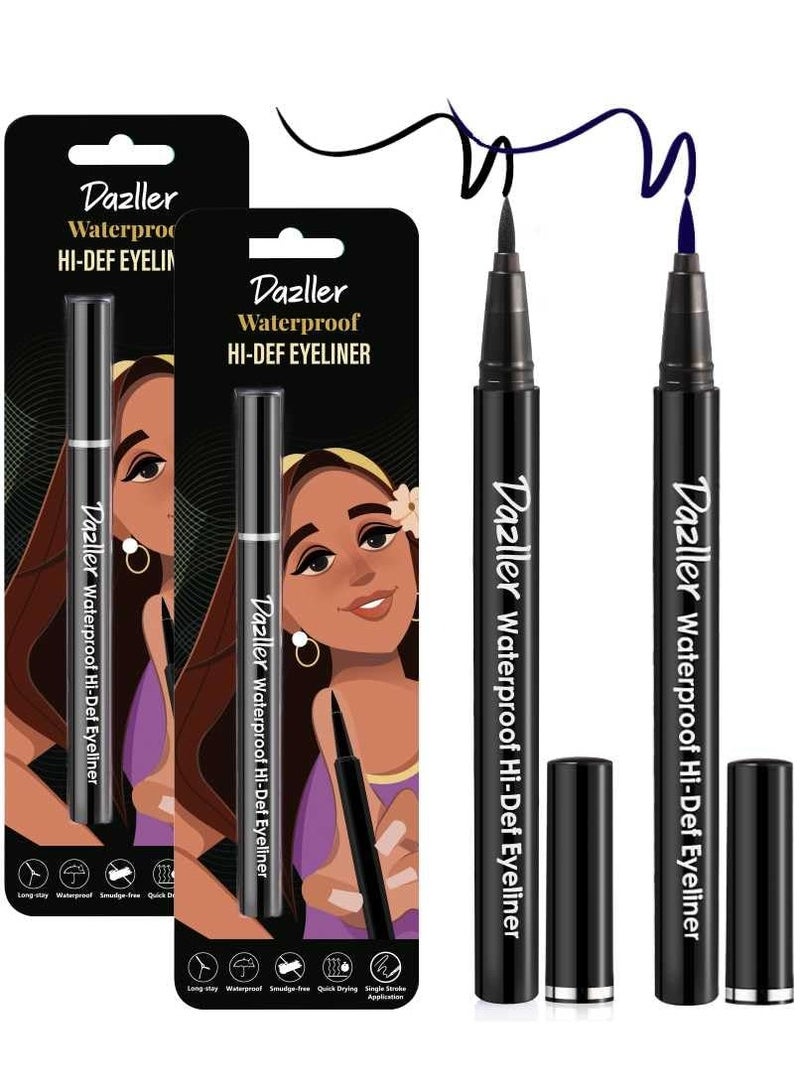 Dazller Hi Def Eyeliner Pack 1.1g Black And Blue Smudge proof Waterproof Long lasting - Image 1