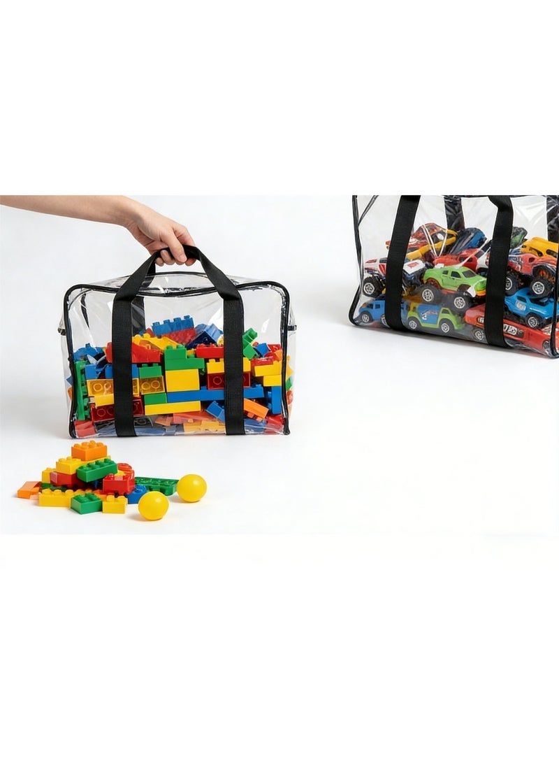 Ayshaly Pack of 6 Large Toy Storage Bags with Labels, Clear PVC Reusable Organizer for Board Games and Building Blocks, Waterproof Travel Zipper Bags for Kids Puzzles and Books - Image 3