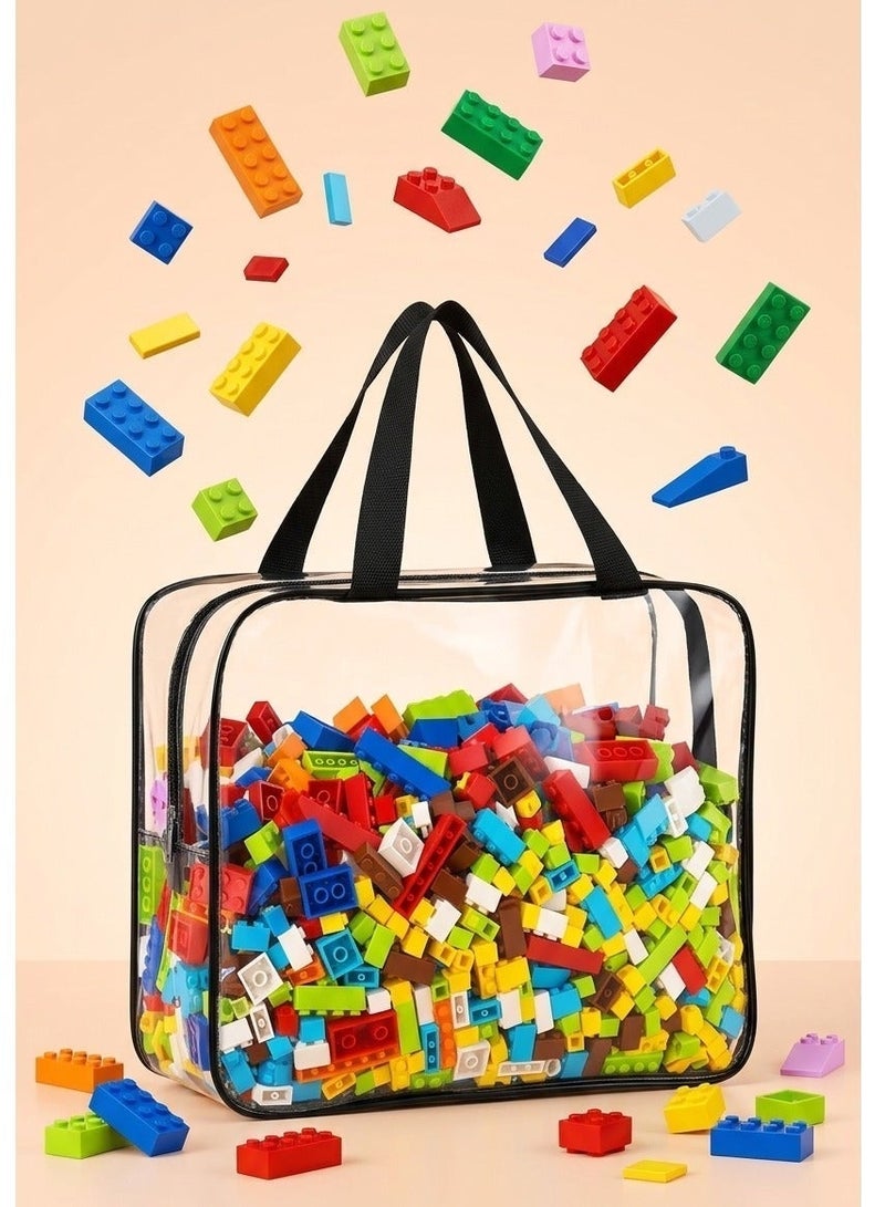 Ayshaly Pack of 6 Large Toy Storage Bags with Labels, Clear PVC Reusable Organizer for Board Games and Building Blocks, Waterproof Travel Zipper Bags for Kids Puzzles and Books - Image 2