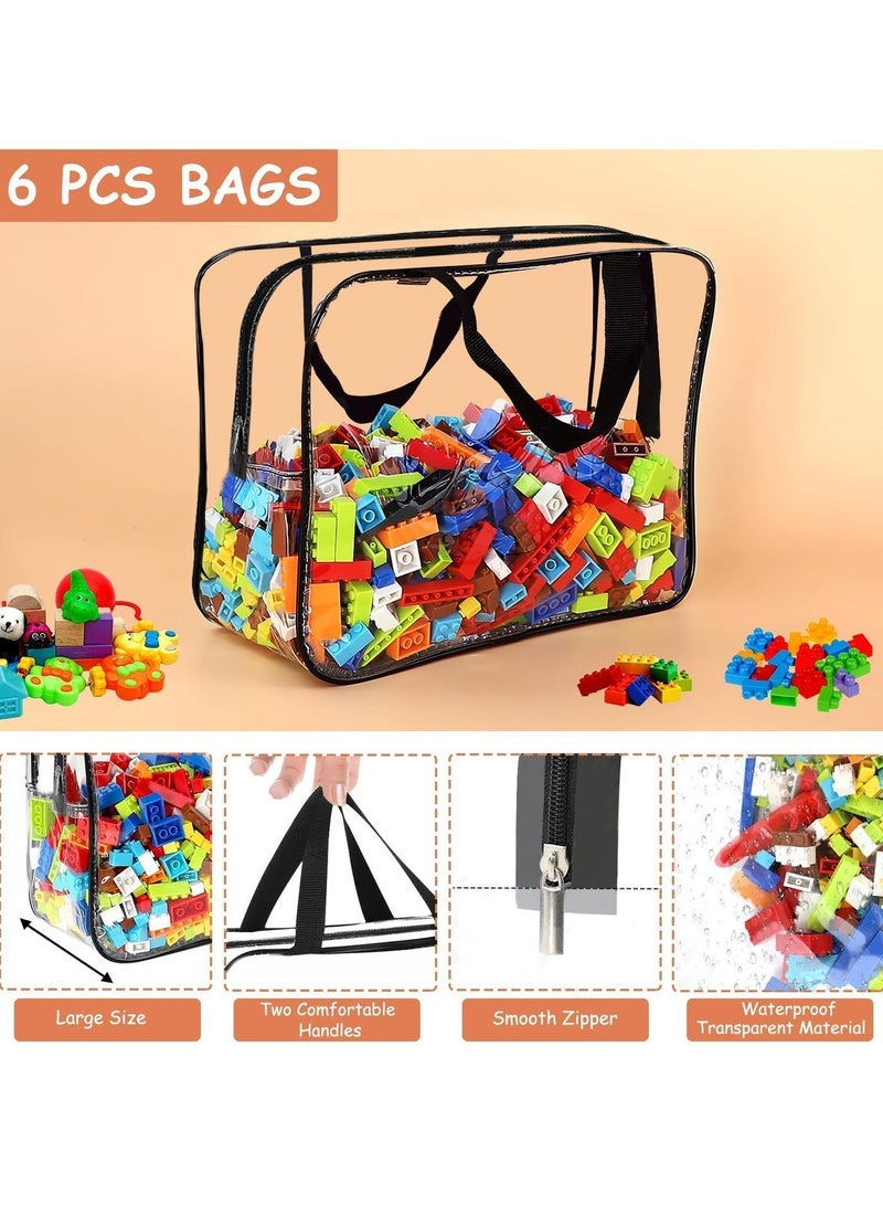 Ayshaly Pack of 6 Large Toy Storage Bags with Labels, Clear PVC Reusable Organizer for Board Games and Building Blocks, Waterproof Travel Zipper Bags for Kids Puzzles and Books - Image 4
