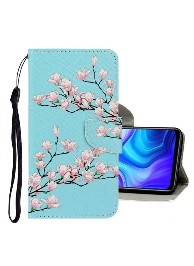 HuHa Case Cover For Xiaomi Redmi 9C 3D Colored Drawing Horizontal Flip PU Leather Case with Holder & Card Slots & Wallet Magnolia 