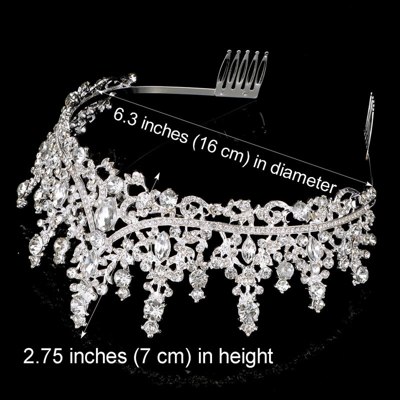 COCIDE Tiara and Crown for Women Crystal Queen Crown Rhinestone Tiara for Girl Bride Wedding Hair Accessories for Bridal Birthday Party Prom - Image 3