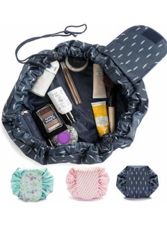 Generic Makeup Bag For Women Cosmetic Bags Korean Ladies Portable Travel Toiletries Bag Drawstring Bag Large Capacity Lazy Girl Storage Bag Waterproof Organizer Fashion Stripe Make-Up Pouches  - Image 1