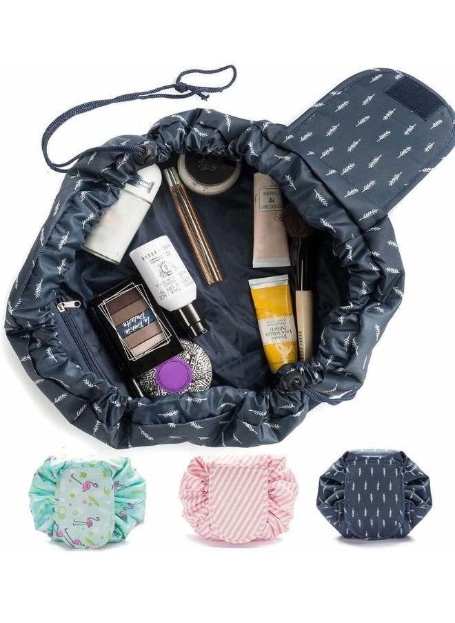 Generic Makeup Bag For Women Cosmetic Bags Korean Ladies Portable Travel Toiletries Bag Drawstring Bag Large Capacity Lazy Girl Storage Bag Waterproof Organizer Fashion Stripe Make-Up Pouches  - Image 1