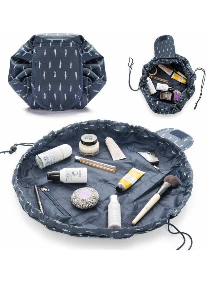 Generic Makeup Bag For Women Cosmetic Bags Korean Ladies Portable Travel Toiletries Bag Drawstring Bag Large Capacity Lazy Girl Storage Bag Waterproof Organizer Fashion Stripe Make-Up Pouches  - Image 5