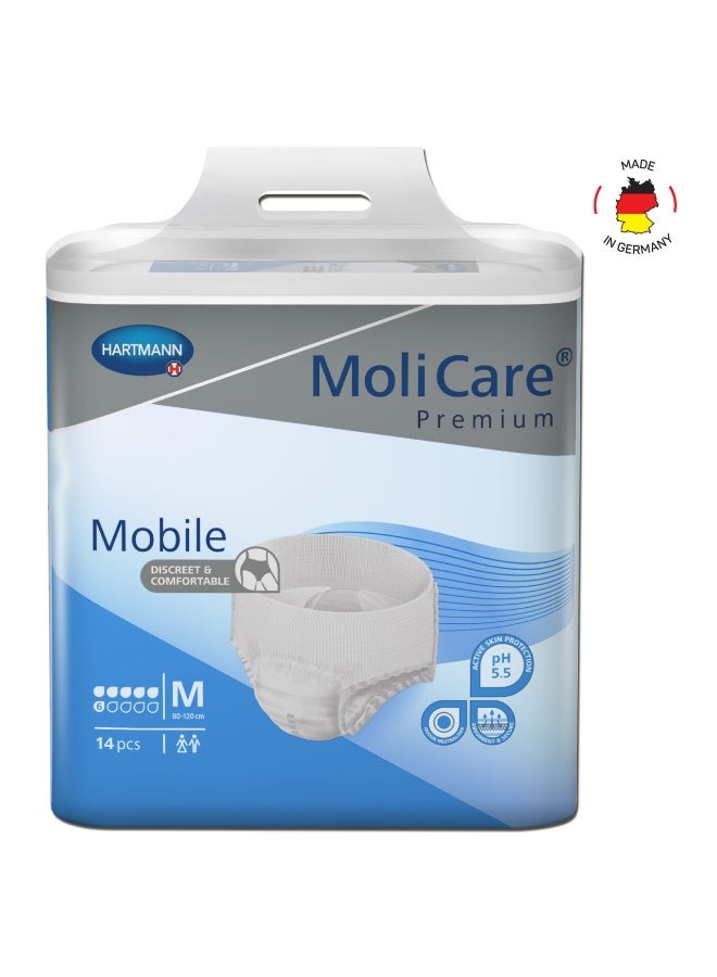 مولي كير موليكير بريميوم موبايل, سراويل حفاضات السلَس للراشدين، للنساء والرجال, متوسط ,6 قطرات , ١٤ قطعة \حزمة - Image 1