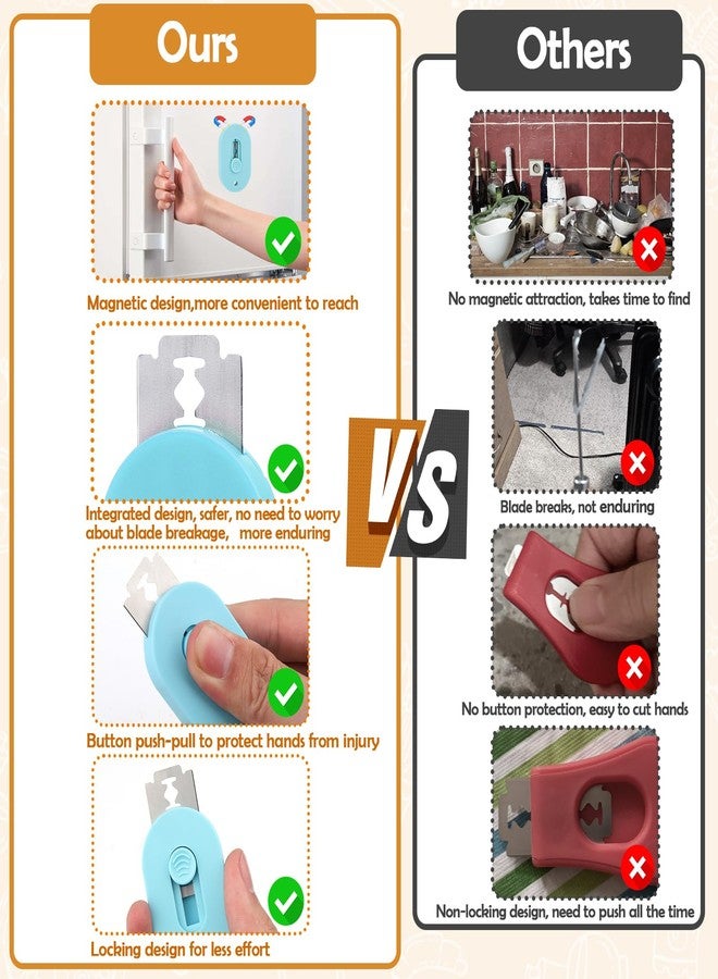 XANGNIER أداة تقطيع عجين الخبز المغناطيسية والقابلة للاستخراج من XANGNIER، أدوات تقطيع عجين العجين المخمر، أداة تقطيع عجين الخبز، 5 شفرات حلاقة، لوازم وأدوات خبز وصنع الخبز - Image 2