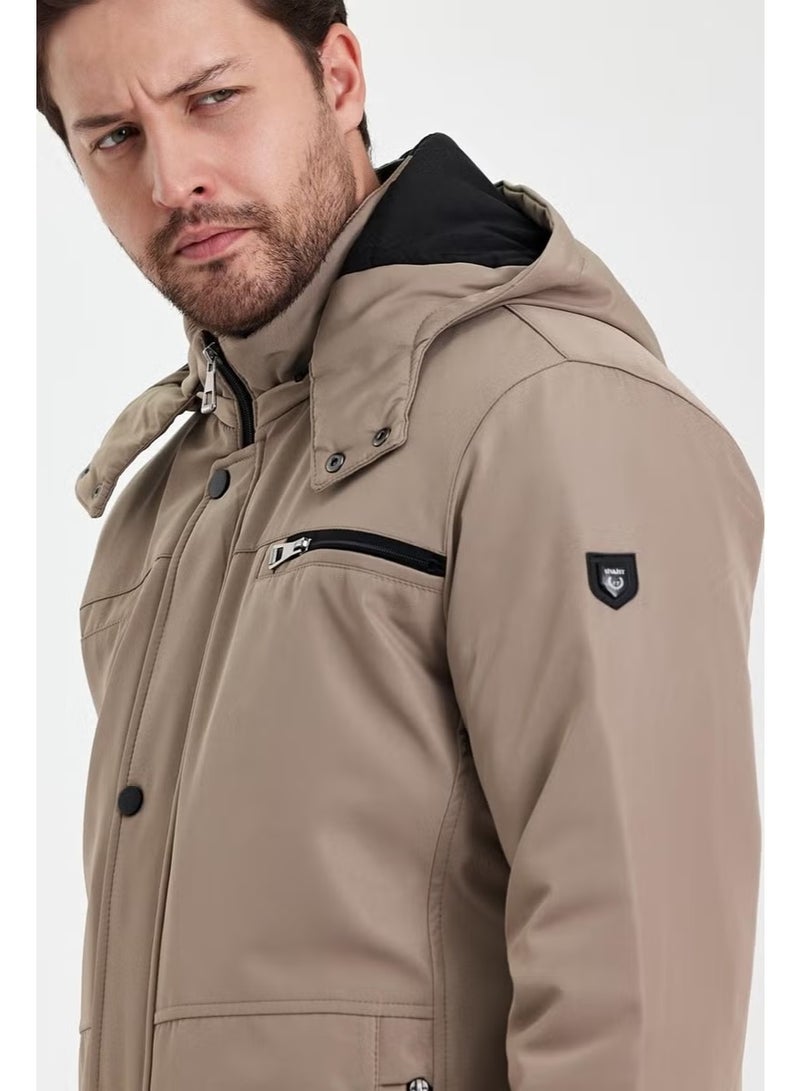 Sivaist Cream Thick Fur Lined Detachable Hooded Zipper Pocket Wind and Waterproof Jacket&Coat - Image 4