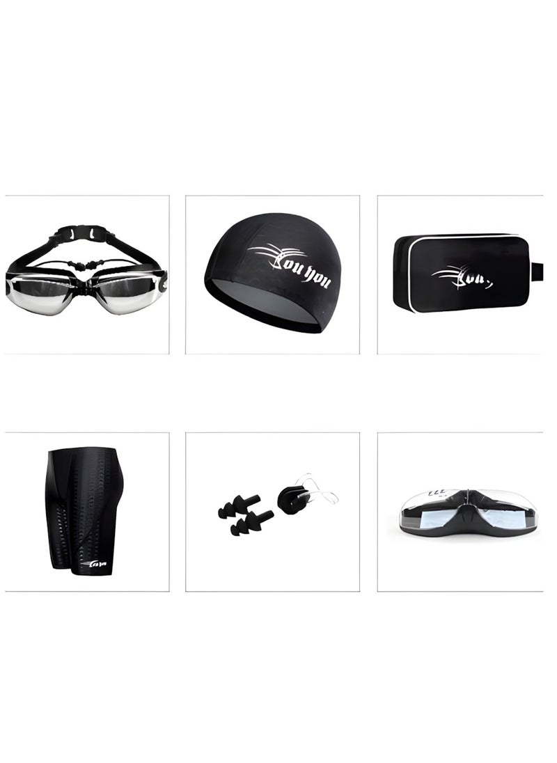 YouYou 7 Pcs Swimming Set，Swimwear Swim Goggles Swim Jammers Swim Caps Nose Clip Earplugs Waterproof Bag Case，Durable Flexible and Skin Friendly Swimming Set，Suitable for Adult Men Women Teenagers Beginners Professionals  - Image 4