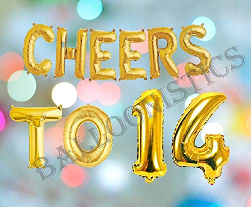 Balloonistics Cheers to Fourteen Foil Balloon Combo Number 14 Foil balloon for Birthday and Anniversary - Image 3