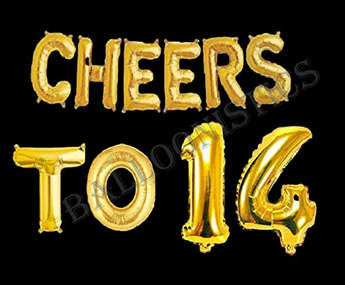 Balloonistics Cheers to Fourteen Foil Balloon Combo Number 14 Foil balloon for Birthday and Anniversary - Image 2
