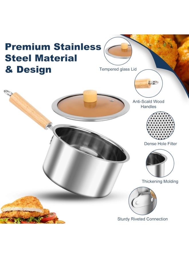 Angju Deep Fryer Pot with Basket and Handle, Stainless Steel Oil Strainer Pot with Lid, Small Tempura Deep Frying Pot, Portable Food Cooking Pot for Frying Fish Shrimp Chicken and Fries - Image 5
