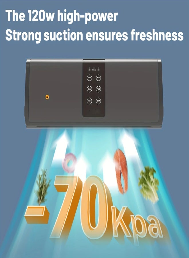 AROAQ Vacuum Sealing Machine, Automatic Vacuum Air Sealing System for Food Savers, Double Pump, Dry & Moist Food Modes, Compact Food Vacuum Sealer with 10 BPA-Free Seal Bags for Meat, Vegetable, Fruit - Image 2