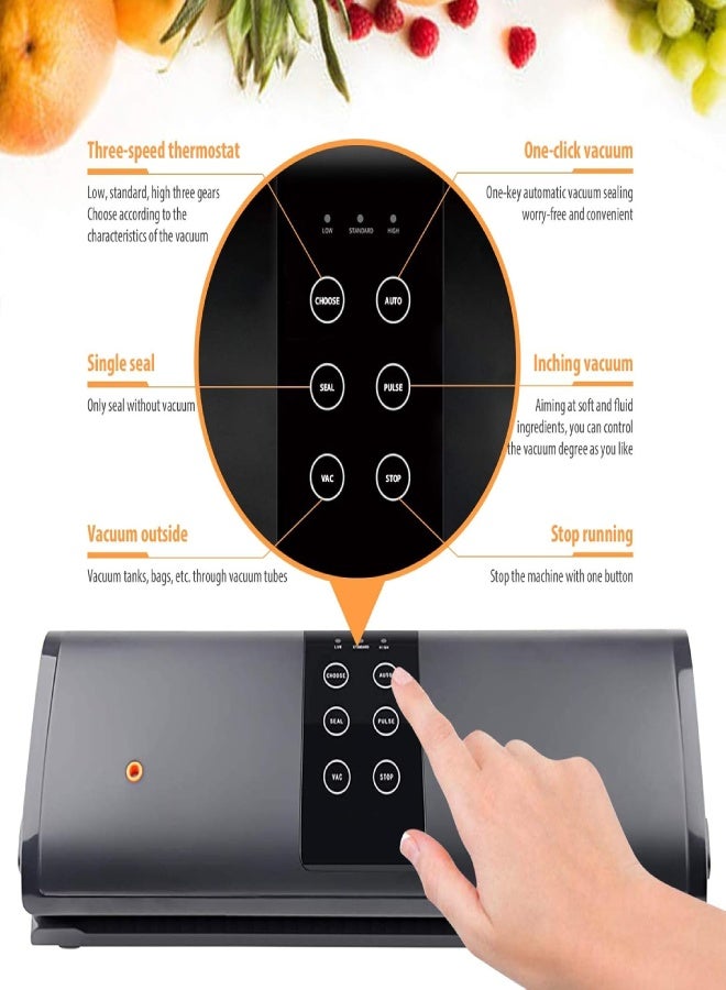 AROAQ Vacuum Sealing Machine, Automatic Vacuum Air Sealing System for Food Savers, Double Pump, Dry & Moist Food Modes, Compact Food Vacuum Sealer with 10 BPA-Free Seal Bags for Meat, Vegetable, Fruit - Image 5