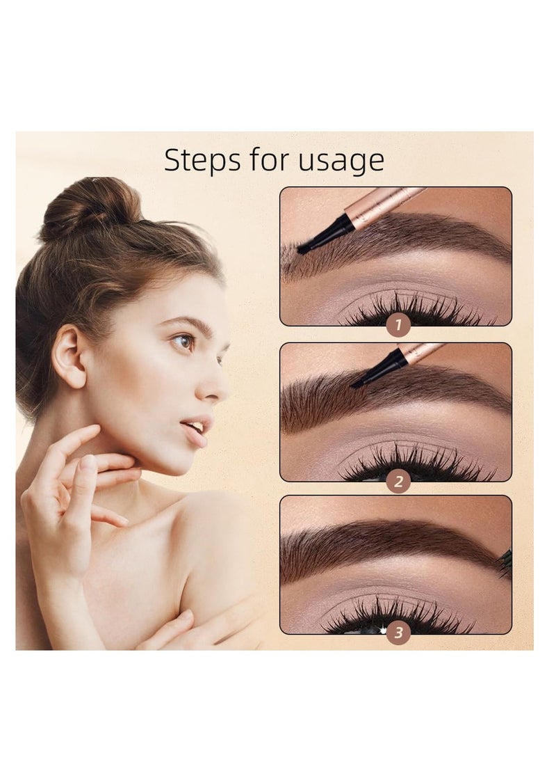KASTWAVE 3Pcs New Magic Eyebrow Pencil, Waterproof Brow Pencil, 3D Microblading Eyebrow Pencil Contouring Pen, 4 Tipped Precise Brow Pen, Create Natural Hair-Like Brows, Brown - Image 2