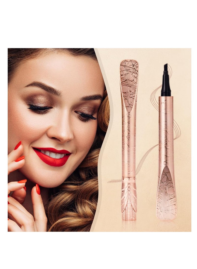 KASTWAVE 3Pcs New Magic Eyebrow Pencil, Waterproof Brow Pencil, 3D Microblading Eyebrow Pencil Contouring Pen, 4 Tipped Precise Brow Pen, Create Natural Hair-Like Brows, Brown - Image 5