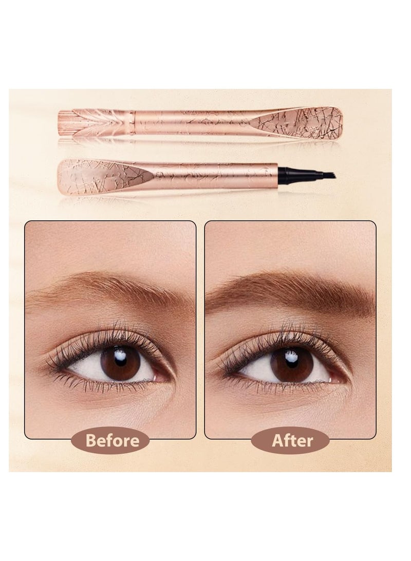KASTWAVE 3Pcs New Magic Eyebrow Pencil, Waterproof Brow Pencil, 3D Microblading Eyebrow Pencil Contouring Pen, 4 Tipped Precise Brow Pen, Create Natural Hair-Like Brows, Brown - Image 3
