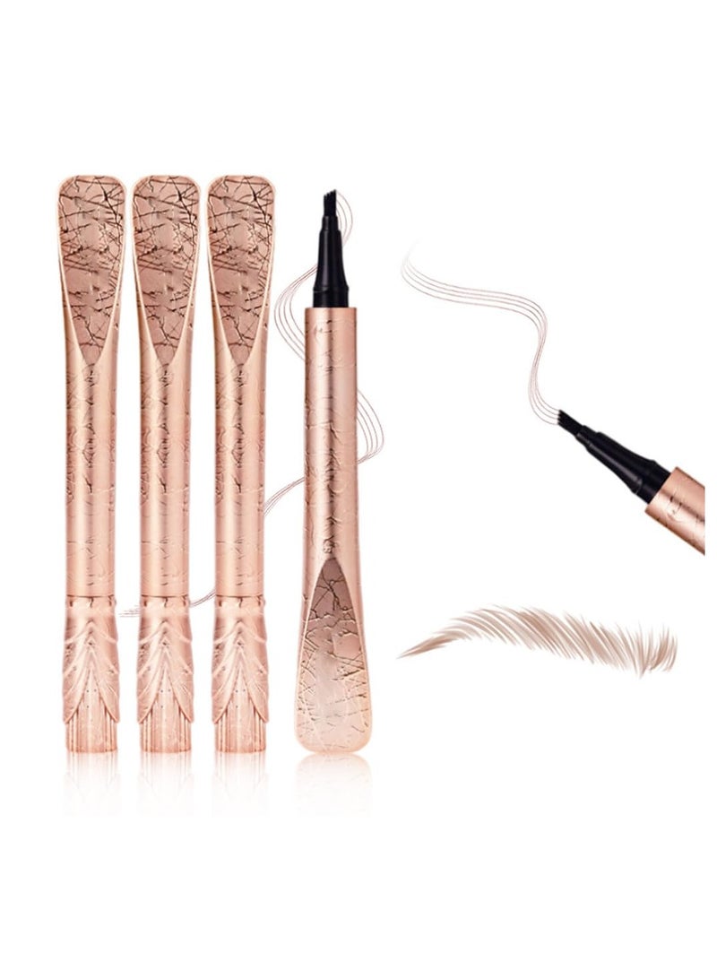 KASTWAVE 3Pcs New Magic Eyebrow Pencil, Waterproof Brow Pencil, 3D Microblading Eyebrow Pencil Contouring Pen, 4 Tipped Precise Brow Pen, Create Natural Hair-Like Brows, Brown - Image 1