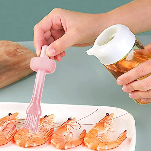 SG-Mart 2IN1 Olive Oil Jar Dispenser Bottle, Oil Dispenser with Silicone Oil Brush, Wide Opening Oil Bottle, 230ml Oil Container For Cooking, Baking, BBQ, Marinating(Multicolor-1Pcs) - Image 4
